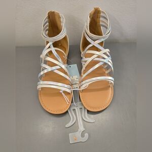 Cat & Jack Dion Zipper White and Metallic Ankle Sandal Size 3